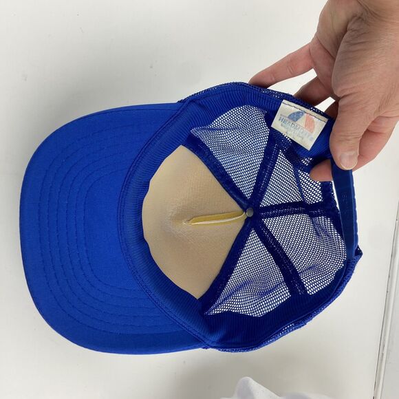 Vintage Foam Mesh Rope Snapback Trucker Hat Blue White Mr. Nice Guy Cap - Picture 7 of 9